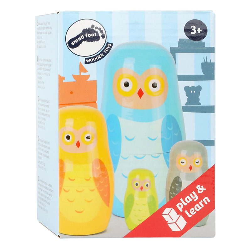 Afbeelding laden in galerijviewer, Small Foot Houten Matroesjka Poppen Uilen Familie