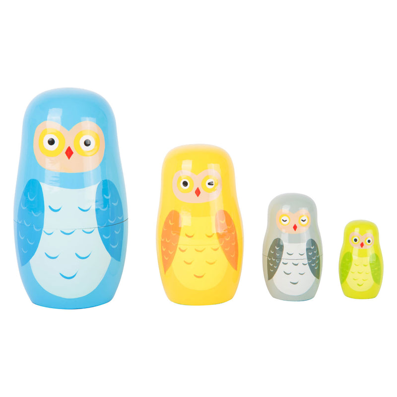 Afbeelding laden in galerijviewer, Small Foot Houten Matroesjka Poppen Uilen Familie