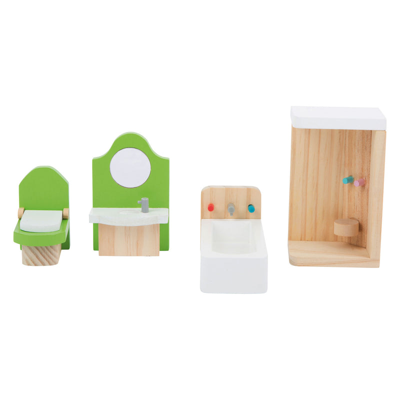 Afbeelding laden in galerijviewer, Small foot - houten poppenhuis meubeltjes badkamer, 4dlg.