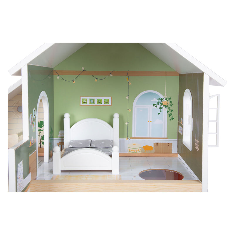 Afbeelding laden in galerijviewer, Small foot - houten urban villa poppenhuis met meubeltjes, 9dlg.