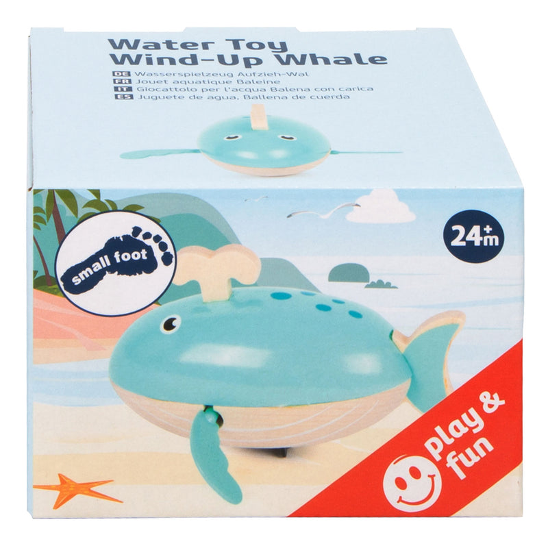 Afbeelding laden in galerijviewer, Small foot - badspeelgoed houten walvis opwindbaar