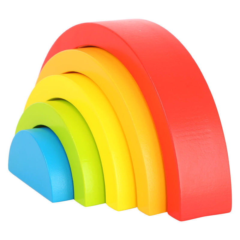 Afbeelding laden in galerijviewer, Small foot - houten bouwblokken regenboog, 5dlg.