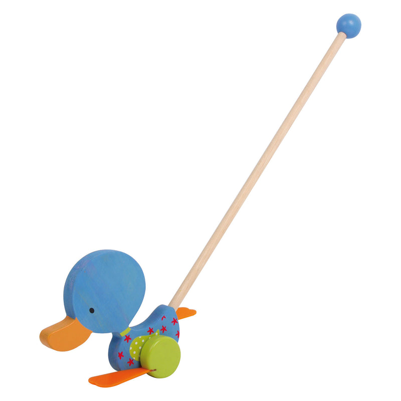 Afbeelding laden in galerijviewer, Small Foot Houten Duwfiguur Eend Matteo met Stok