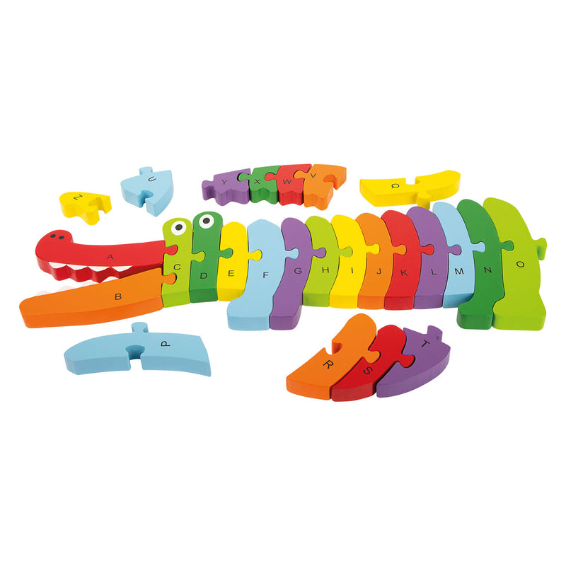 Afbeelding laden in galerijviewer, Small foot - houten abc krokodil puzzel, 26dlg.