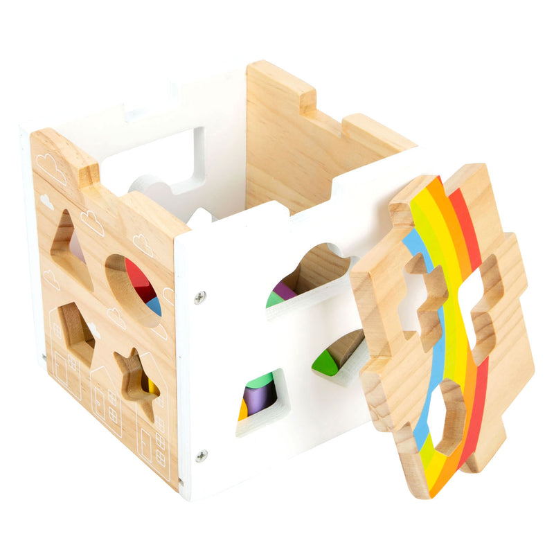 Afbeelding laden in galerijviewer, Small foot - houten vormenstoof kubus regenboog,