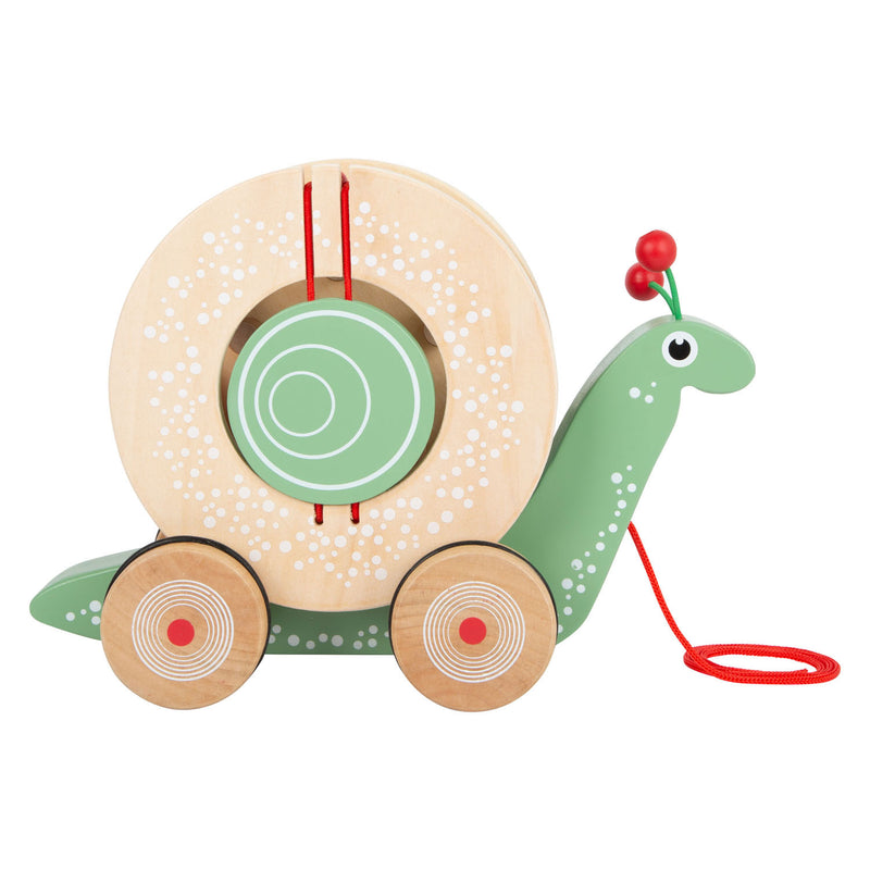 Afbeelding laden in galerijviewer, Small foot - houten trekfiguur vormenstoof slak, 6dlg.