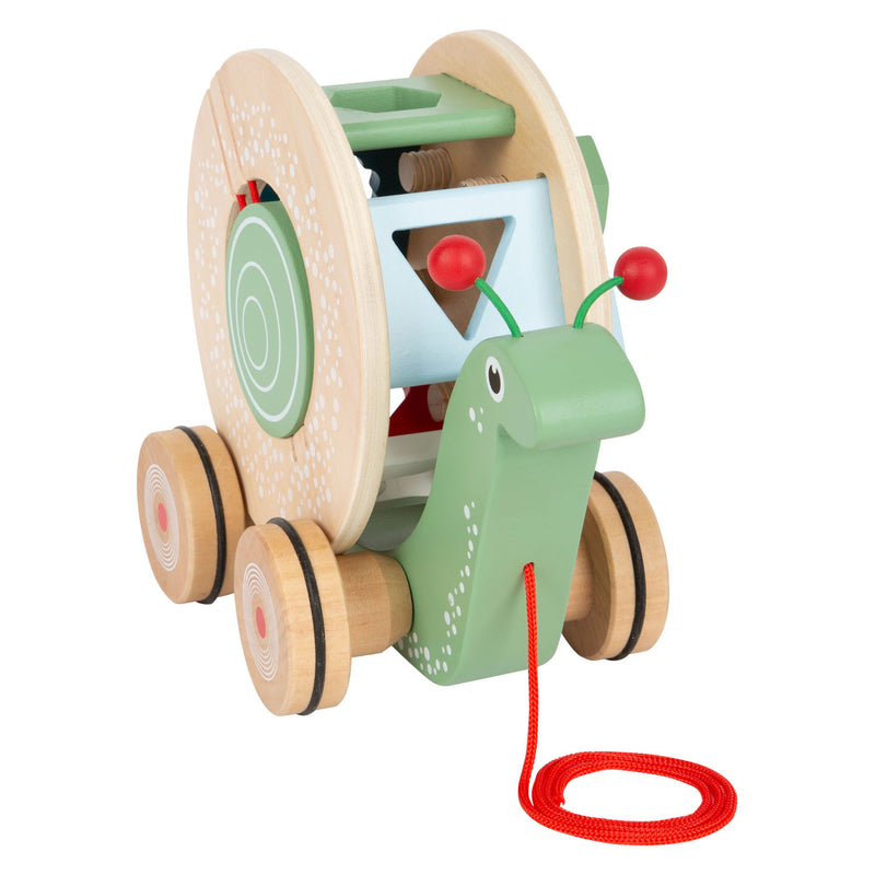 Afbeelding laden in galerijviewer, Small foot - houten trekfiguur vormenstoof slak, 6dlg.