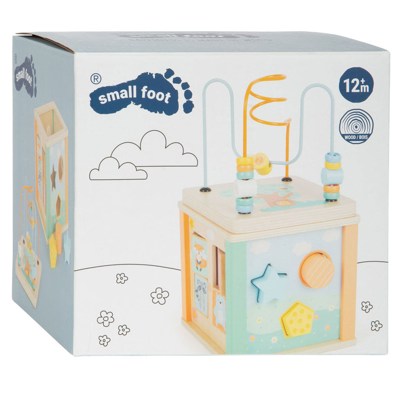 Afbeelding laden in galerijviewer, Small foot - houten activiteitenkubus en motoriekspiraal pastel