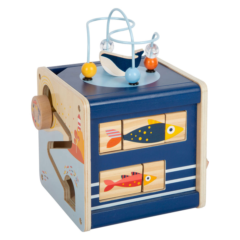 Afbeelding laden in galerijviewer, Small foot - houten activiteitenkubus oceaan