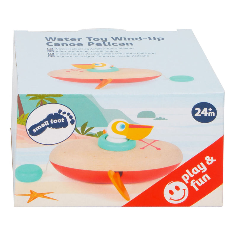 Afbeelding laden in galerijviewer, Small foot - badspeelgoed houten kano pelikaan opwindbaar