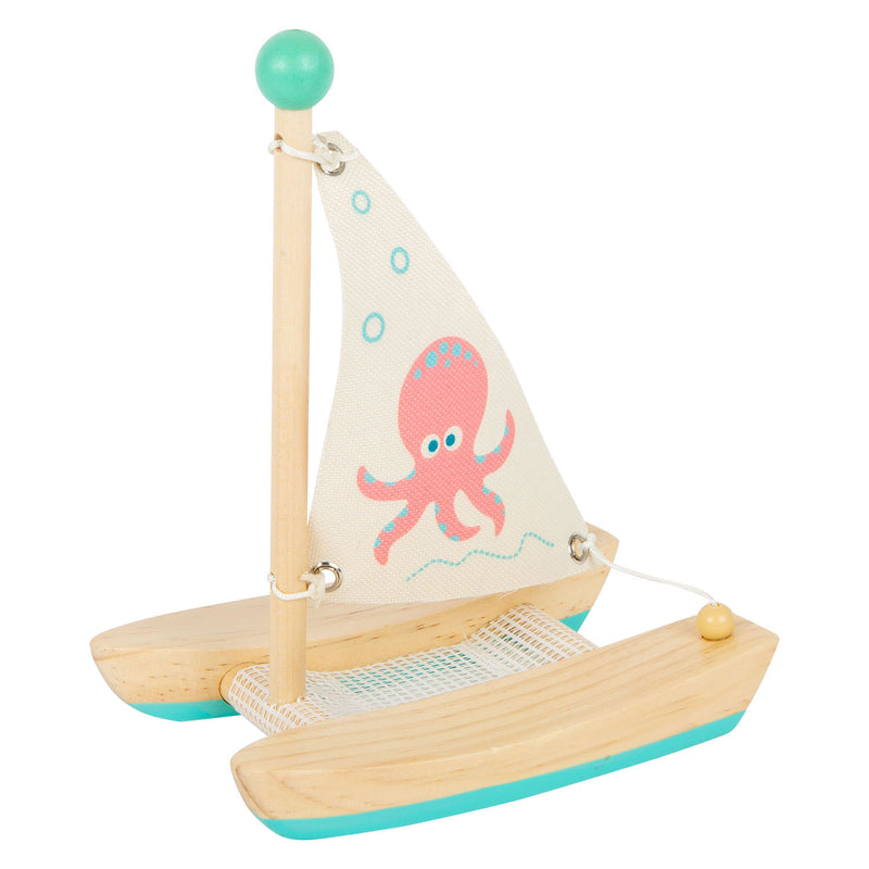 Afbeelding laden in galerijviewer, Small Foot Badspeelgoed Houten Catamaran Octopus