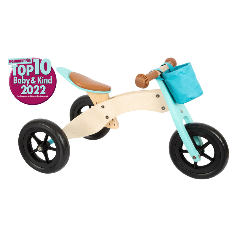 Afbeelding laden in galerijviewer, Small foot - houten driewieler en loopfiets 2in1 maxi turquoise