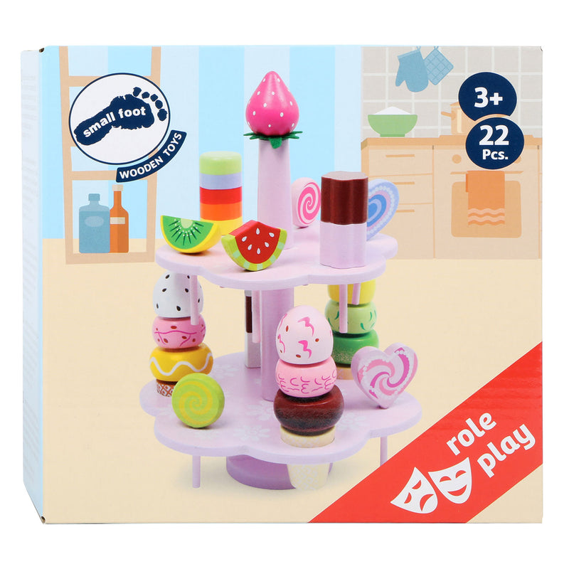 Afbeelding laden in galerijviewer, Small Foot Houten Etagere met Speeleten Snoep, 22dlg.