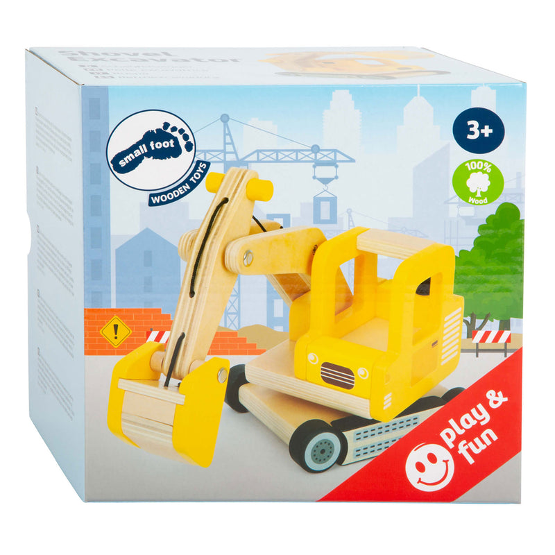 Afbeelding laden in galerijviewer, Small foot - houten graafmachine geel