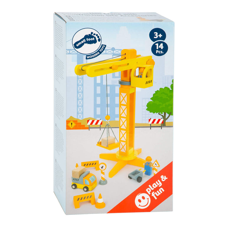 Afbeelding laden in galerijviewer, Small foot - houten kraan bouwplaats met accessoires, 14dlg.
