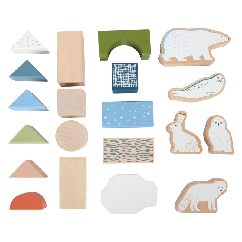 Afbeelding laden in galerijviewer, Small foot - houten bouwblokken arctic, 20dlg.