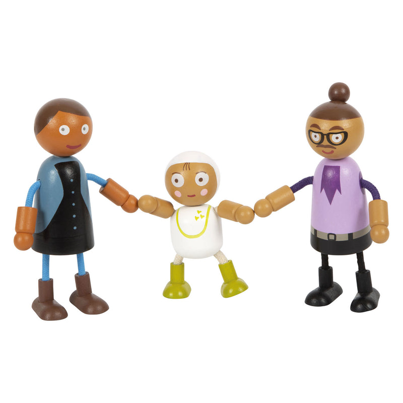 Afbeelding laden in galerijviewer, Small foot - houten buigzame poppenfamilie met baby, 8st.
