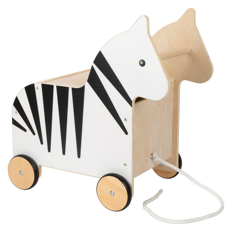 Afbeelding laden in galerijviewer, Small foot - houten speelgoedbox en trekfiguur zebra wildlife