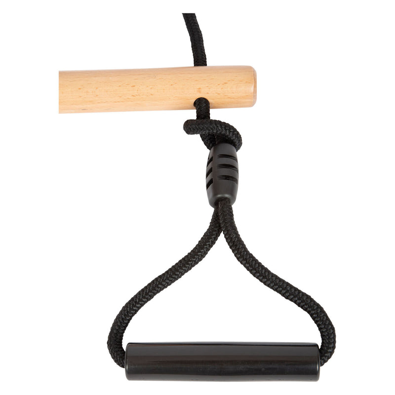 Afbeelding laden in galerijviewer, Small foot - houten trapezeschommel met gymnastiekringen black line