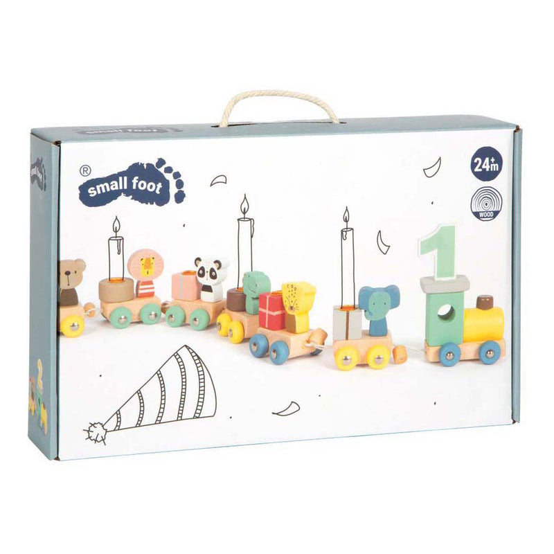 Afbeelding laden in galerijviewer, Small foot - houten verjaardagtrein met dieren