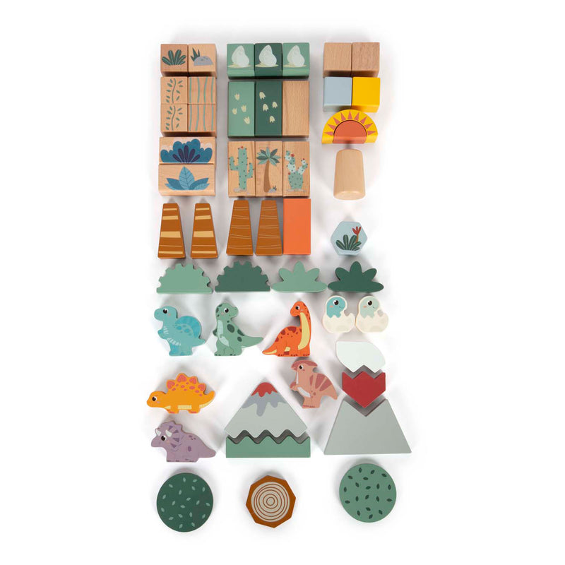 Afbeelding laden in galerijviewer, Small foot - houten bouwblokken dino, 50dlg.