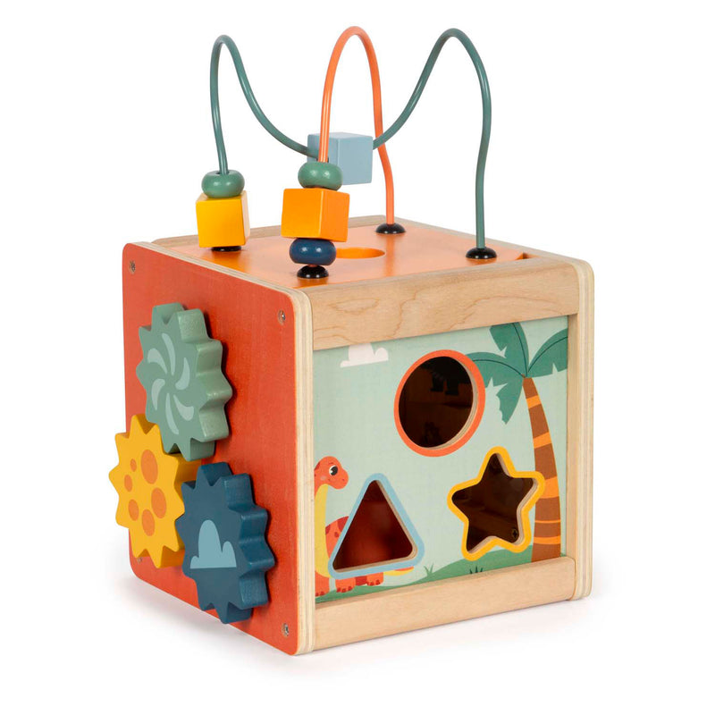 Afbeelding laden in galerijviewer, Small foot - houten activiteitenkubus motoriekspiraal dino