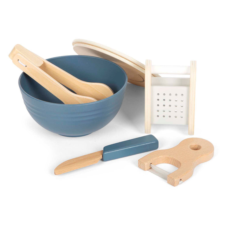 Afbeelding laden in galerijviewer, Small foot - houten speelgoed eten salade speelset, 11dlg.