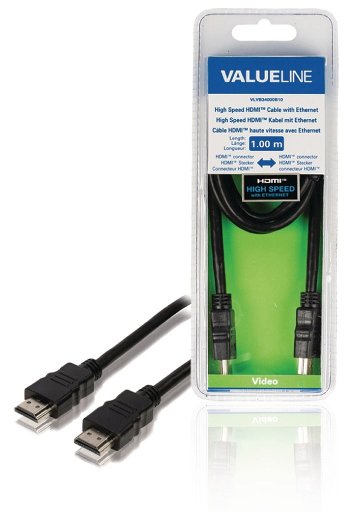 Afbeelding laden in galerijviewer, Valueline vlvb34000b10 high speed hdmi kabel met ethernet hdmi-connector - hdmi-connector 1.00 m zwart