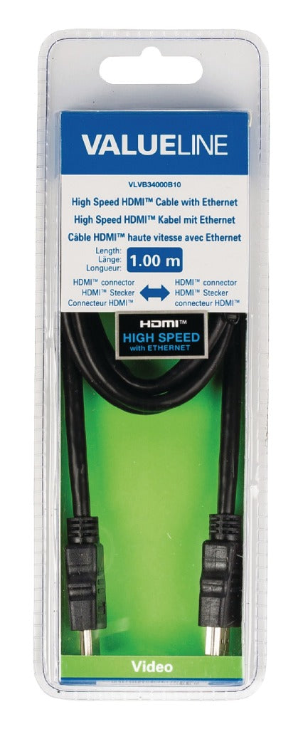 Afbeelding laden in galerijviewer, Valueline vlvb34000b10 high speed hdmi kabel met ethernet hdmi-connector - hdmi-connector 1.00 m zwart