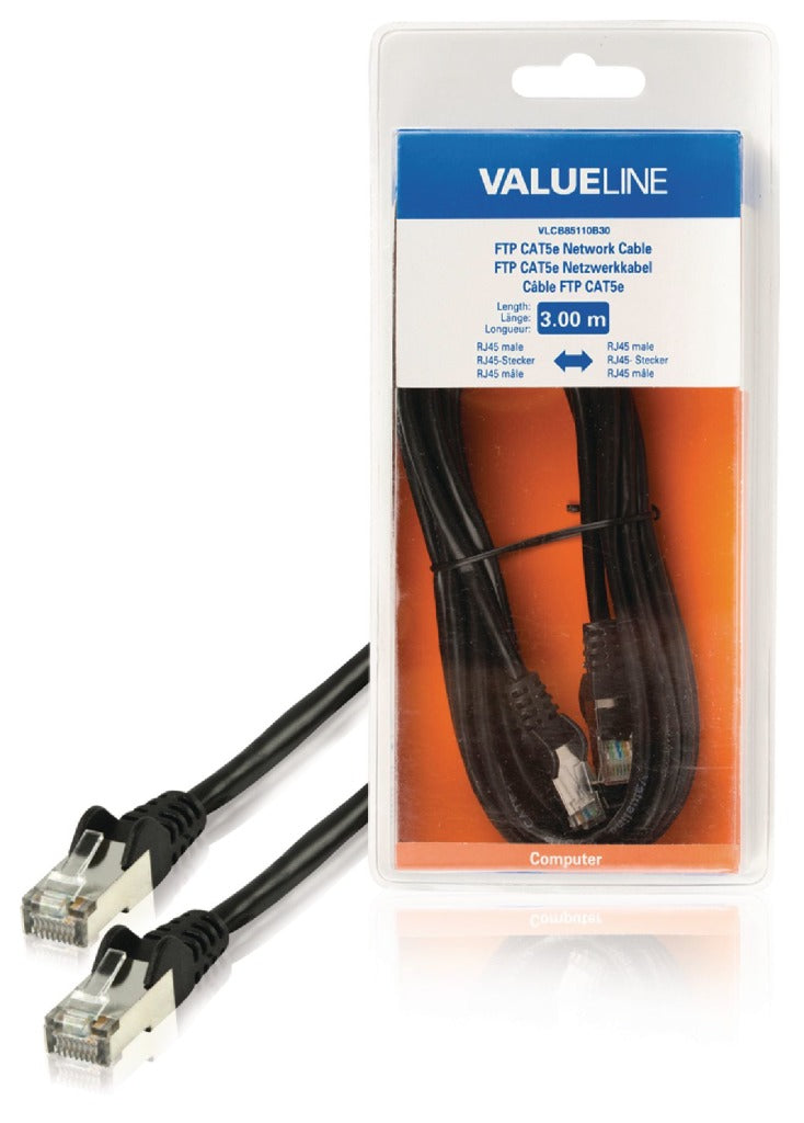 Afbeelding laden in galerijviewer, Valueline vlcb85110b30 ftp cat5e netwerkkabel rj45 mannelijk - rj45 mannelijk 3,00 m zwart