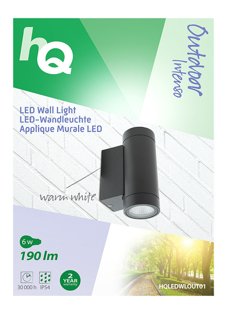 Afbeelding laden in galerijviewer, Hq ledwlout01 led wandlamp voor buiten 6 w 190 lm zwart