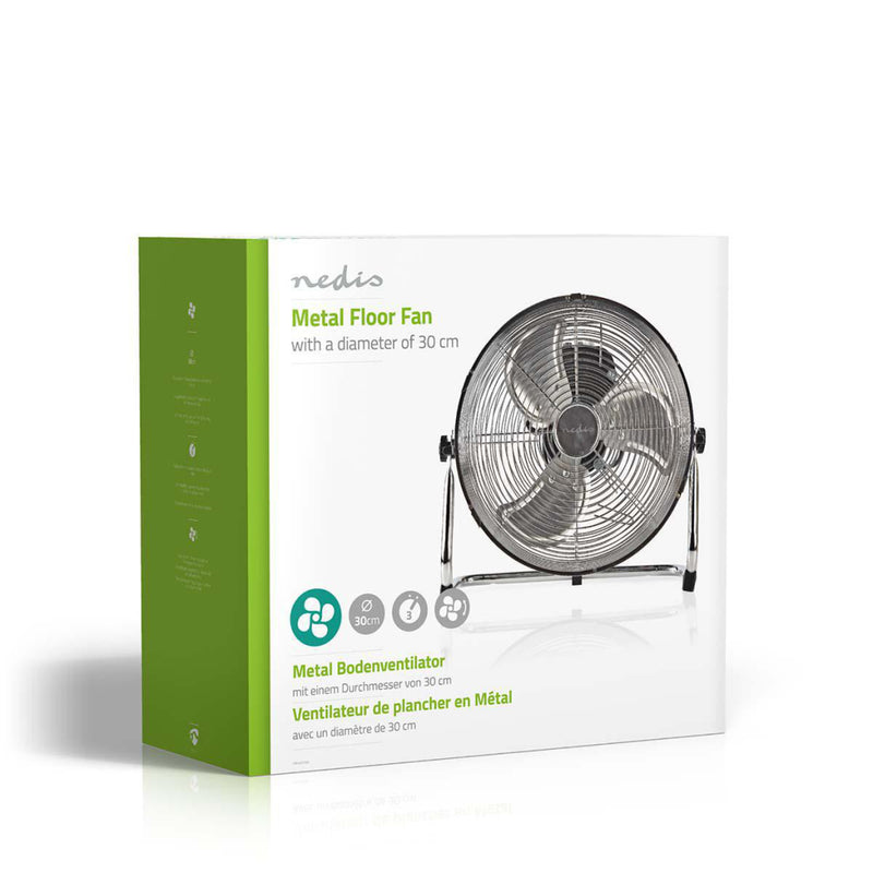 Afbeelding laden in galerijviewer, Nedis fnfl10ccr30 vloerventilator diameter 30 cm 3 snelheden chroom