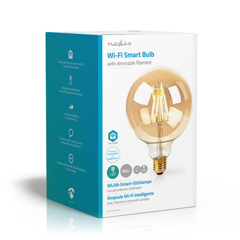 Afbeelding laden in galerijviewer, Nedis wifilf10gdg125 wi-fi smart led-lamp met filament e27 125 mm 5 w 500 lm