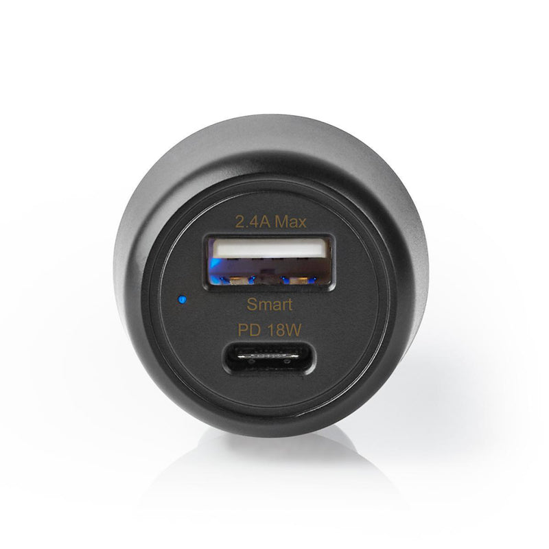 Afbeelding laden in galerijviewer, Nedis ccpd18w100bk autolader 3,0 a usb-a usb-c power delivery 18 w zwart