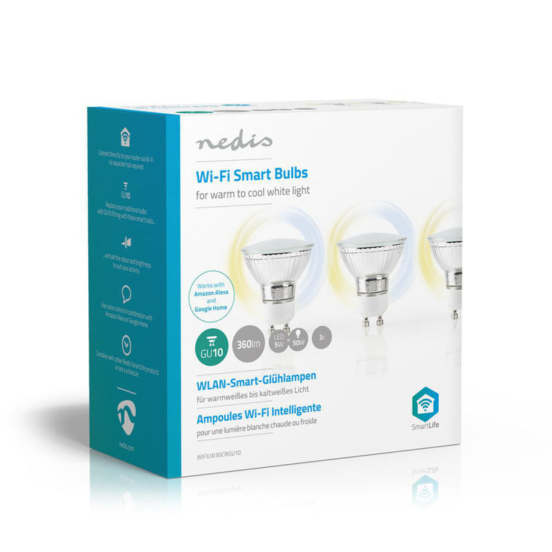Afbeelding laden in galerijviewer, Nedis wifilw30crgu10 wi-fi smart led-lamp warm tot koel wit gu10 3-pack