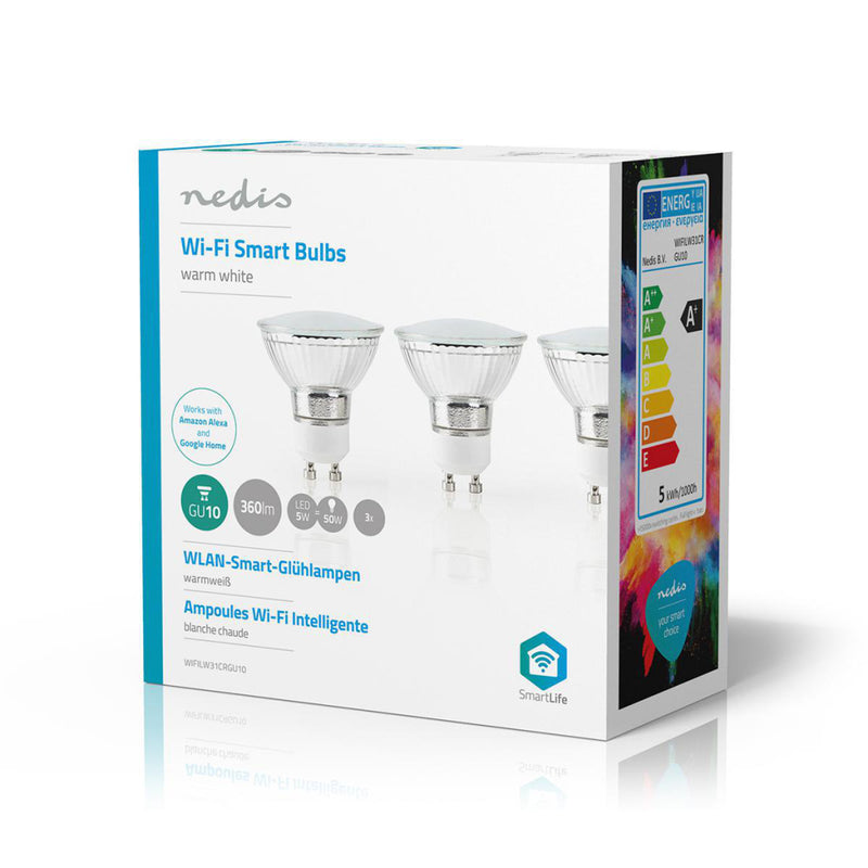 Afbeelding laden in galerijviewer, Nedis wifilw31crgu10 wi-fi smart led-lamp warm wit gu10 3-pack