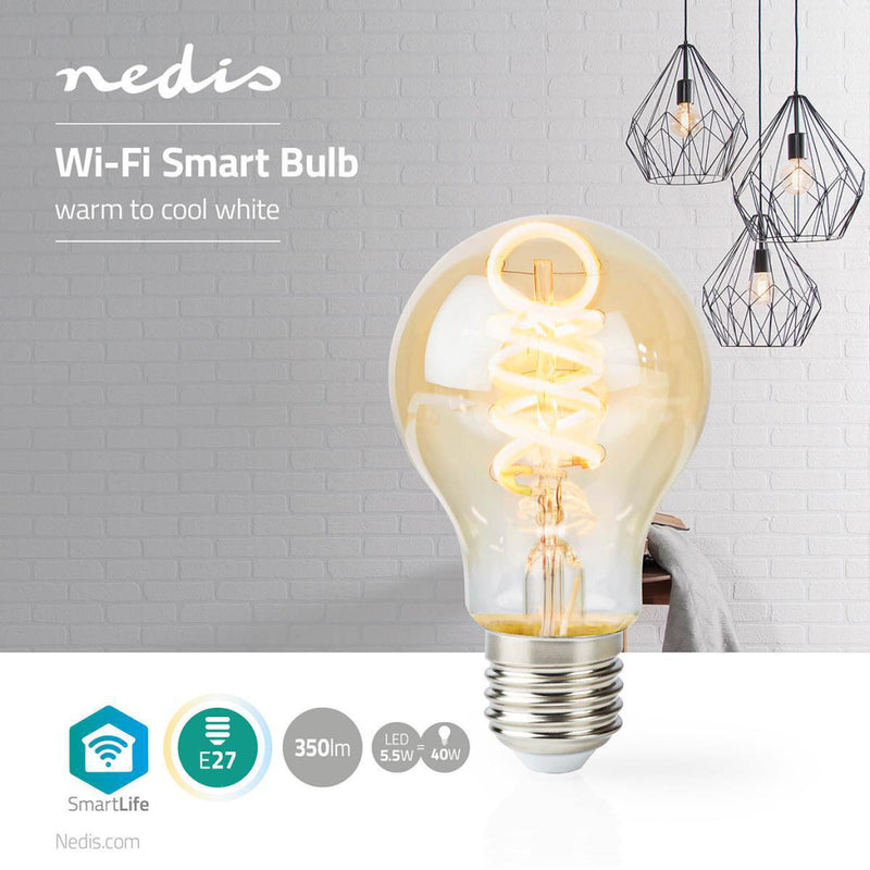 Afbeelding laden in galerijviewer, Nedis wifilt10gda60 wi-fi warm tot koel wit led filamentlamp gedraaid e27 a60 5,5 w 350 lm