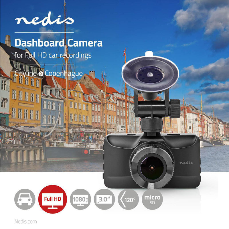 Afbeelding laden in galerijviewer, Nedis dcam15bk dashcam full hd 1080 p 1 ch 3,0 inch kijkhoek van 120 deg; metalen behuizing