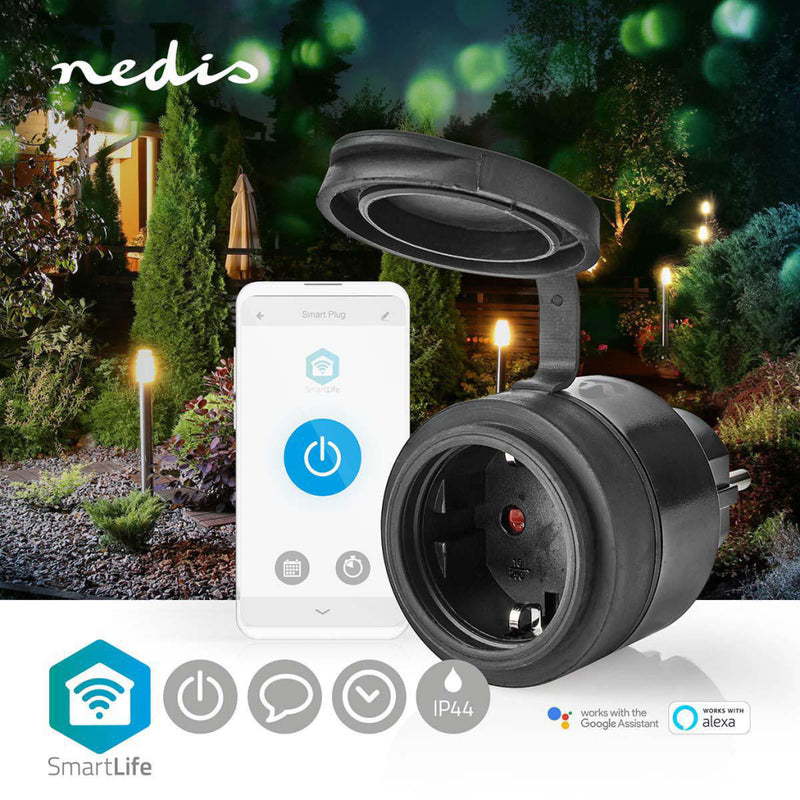Afbeelding laden in galerijviewer, Nedis wifipo110fbk smartlife smart stekker wifi ip44 3680w zwart
