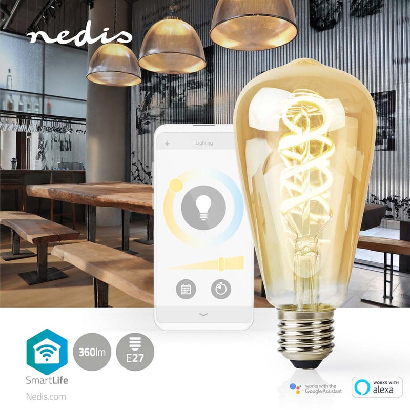 Afbeelding laden in galerijviewer, Nedis wifilrt10st64 smartlife led filamentlamp wi-fi e27 360 lm 4.9 w warm to cool white 1800 - 6500 k glas android trade; ios st64