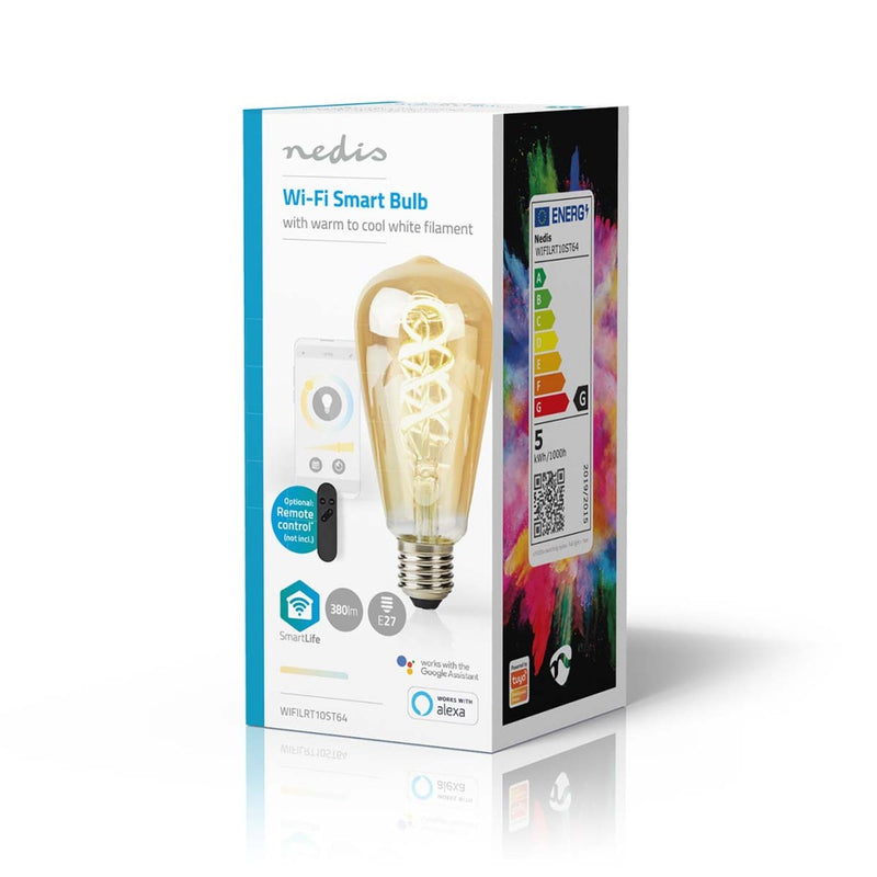 Afbeelding laden in galerijviewer, Nedis wifilrt10st64 smartlife led filamentlamp wi-fi e27 360 lm 4.9 w warm to cool white 1800 - 6500 k glas android trade; ios st64