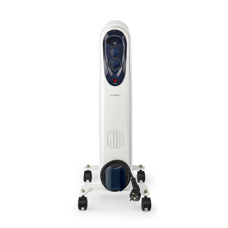 Afbeelding laden in galerijviewer, Nedis htoi30wt7 mobiele olieradiator 600 900 1500 w 7 vinnen instelbare thermostaat 3 warmte standen omvalpreventie wit