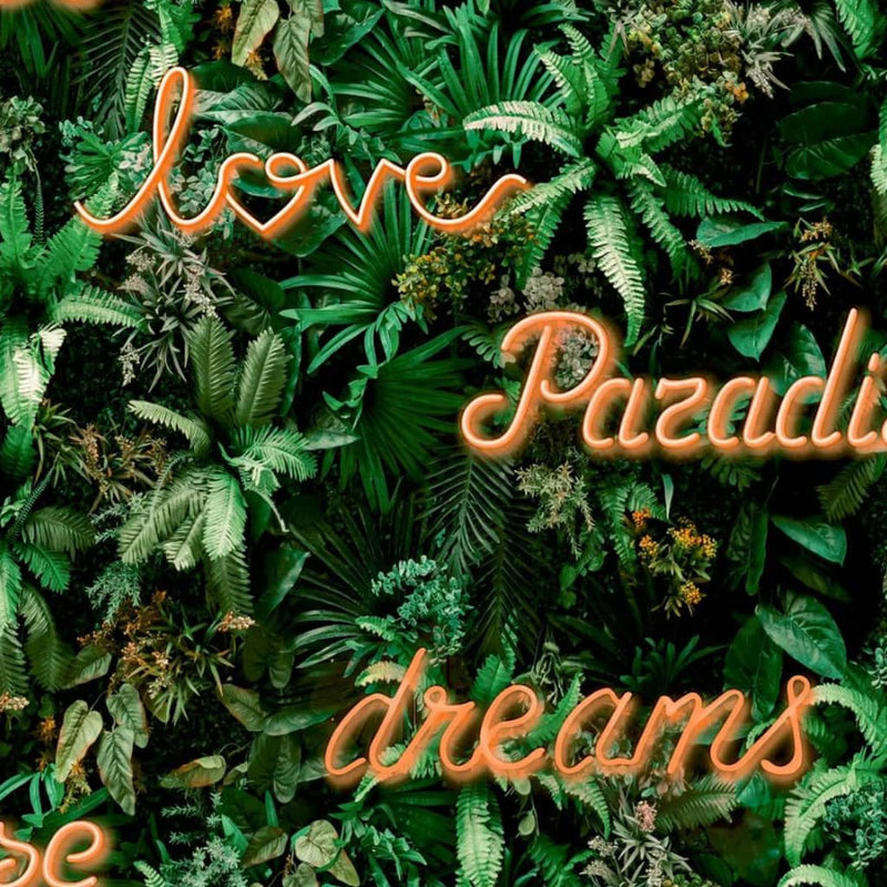 Afbeelding laden in galerijviewer, Noordwand behang good vibes neon letter with plants groen en oranje