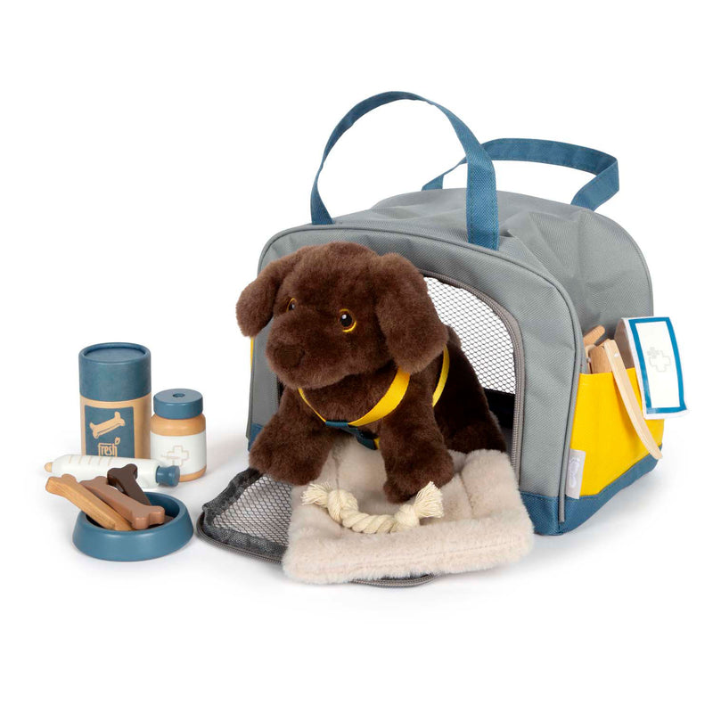 Afbeelding laden in galerijviewer, Small foot - knuffel hond met draagtas en verzorgingsset