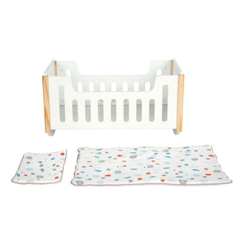 Afbeelding laden in galerijviewer, Small foot - houten poppenbed wit little button
