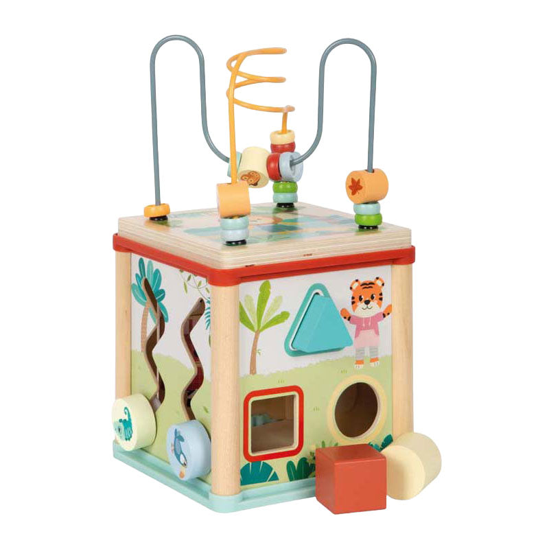 Afbeelding laden in galerijviewer, Small foot - houten motoriekkubus fsc jungle friends