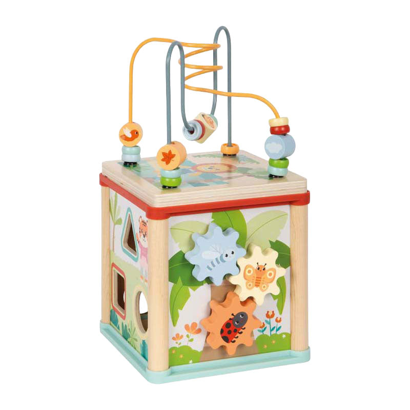 Afbeelding laden in galerijviewer, Small foot - houten motoriekkubus fsc jungle friends
