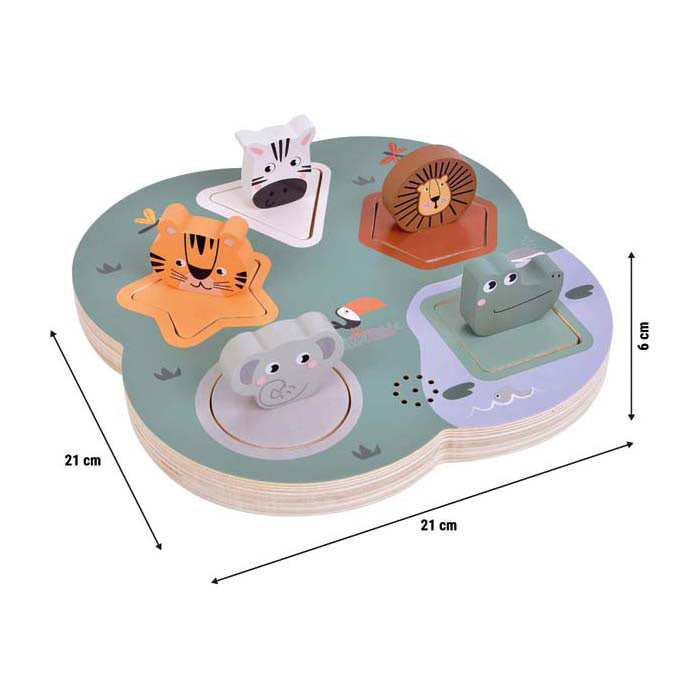 Afbeelding laden in galerijviewer, Small foot - houten 3d dierengeluiden puzzel safari