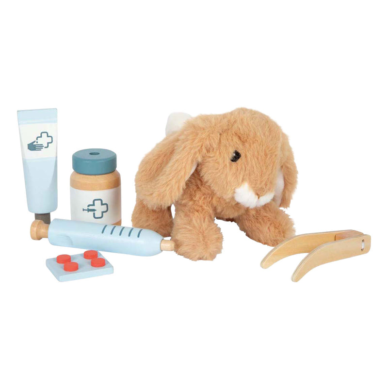 Afbeelding laden in galerijviewer, Small foot - dierenartstas met pluche konijn