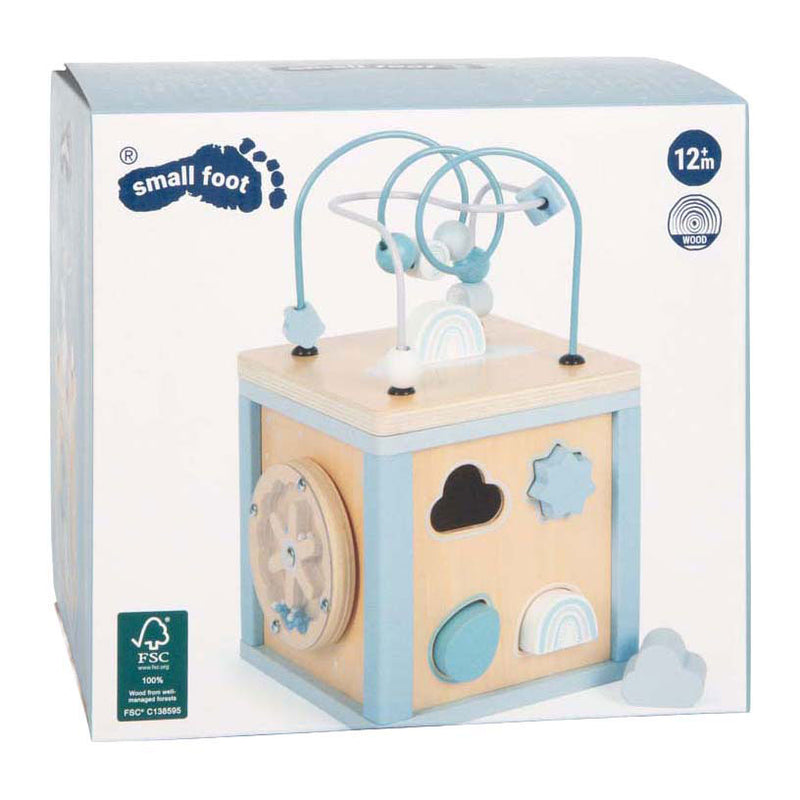 Afbeelding laden in galerijviewer, Small foot - houten motor vaardigheden kubus blauw
